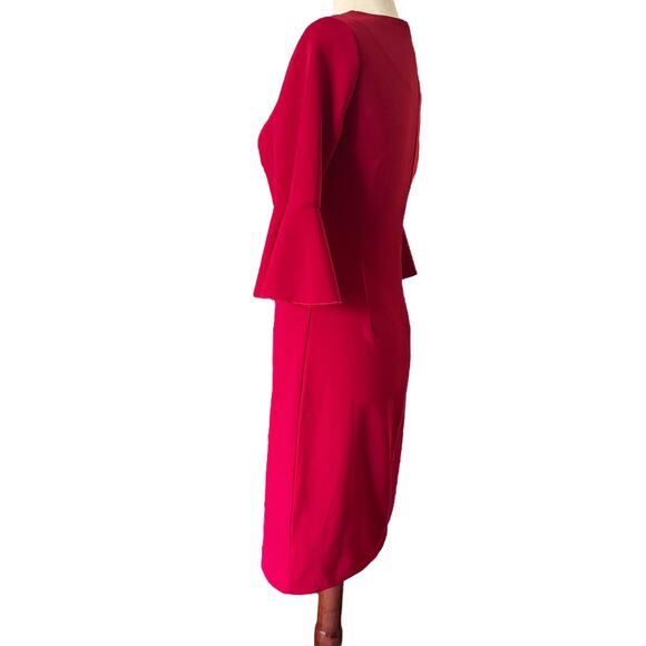 Banana Republic Sheath dress Bell flutter sleeves Womens Sz 2 4  Red Holiday - Picture 4 of 13